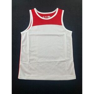 Youth‎ M Alleson Athletic White Red Basketball Tank Top Jersey Polyester